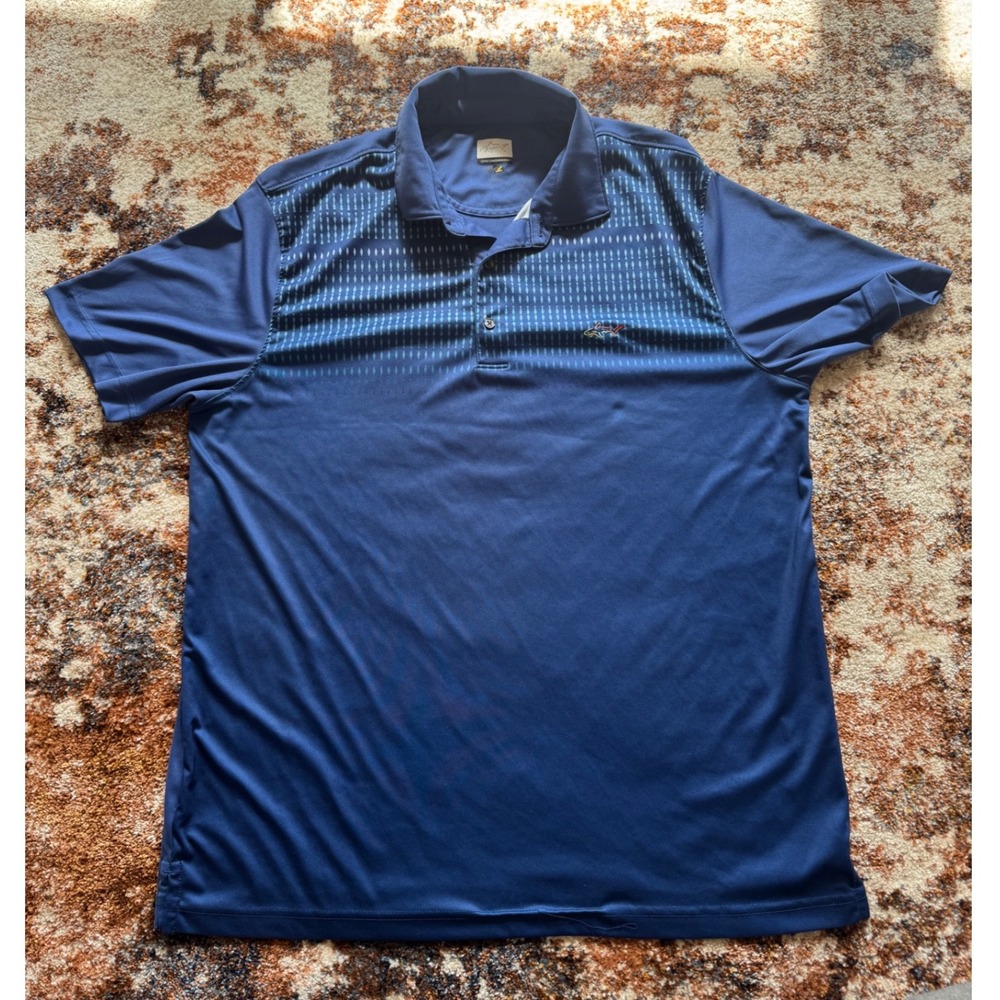 Greg Norman Mens Blue Geometric Short Sleeve Performance Golf Polo Shirt XL
